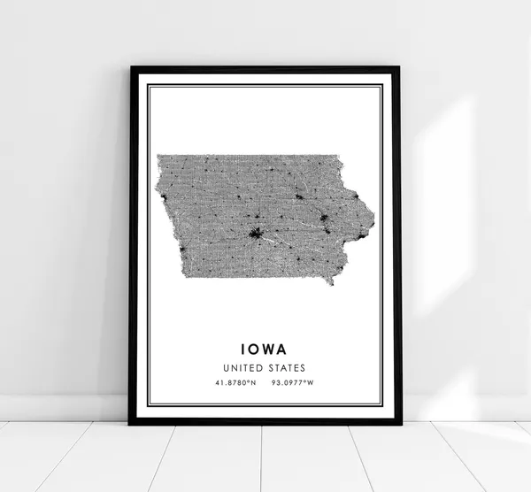 Iowa Map Print Poster, United States City