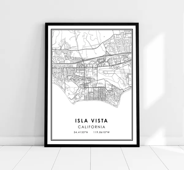 Isla Vista Map Travel Poster, Country City