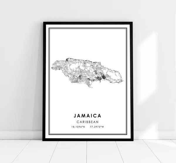 Jamaica Country Map Print, Travel Poster