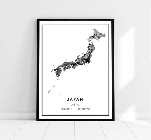 Japan Map Travel Poster, Road Map Print