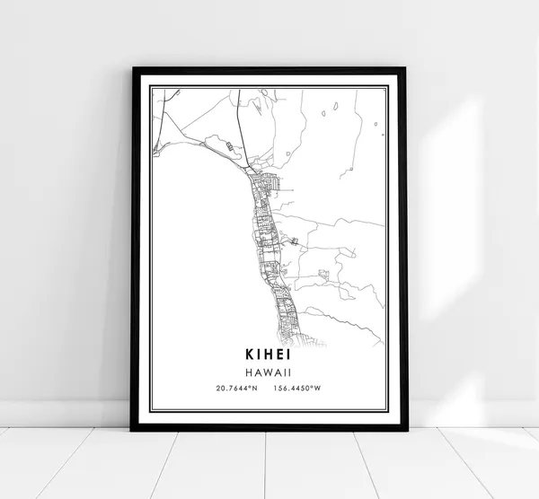 Kihei Map Print Poster, Hawaii City