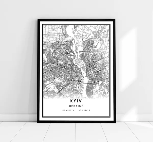 Kyiv Map Poster, Ukraine City Travel Print