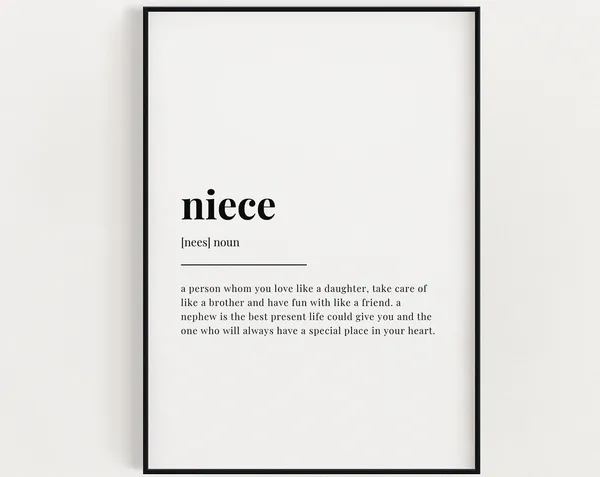 Niece Definition Quote Print, Gift For Her