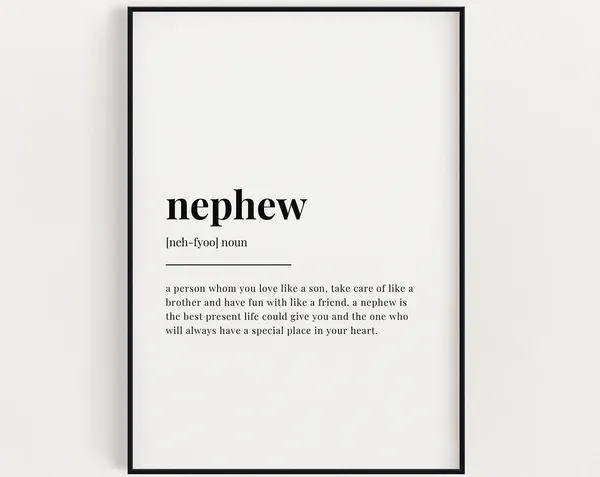 Nephew Definition Quote Art Print, Gift For Him