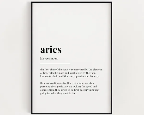 Aries Definition Astrology Art Print, Gift For Aries
