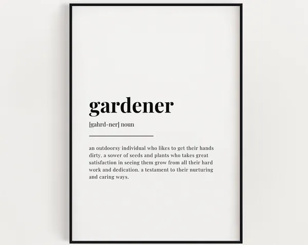Gardener Definition Quote Print, Botanical Decor