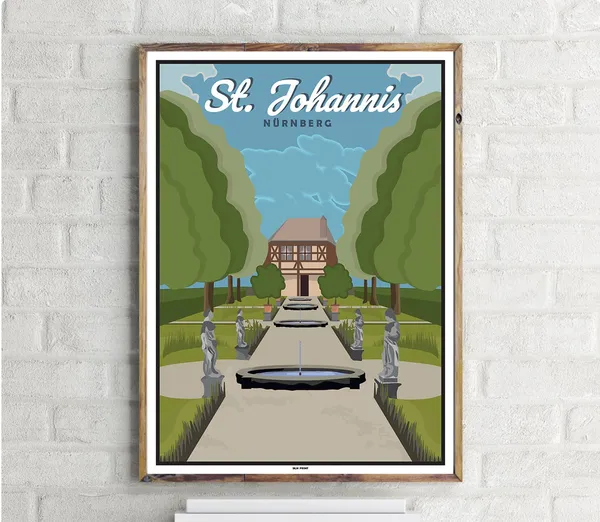 Nrnberg St Johannis Vintage Travel Poster