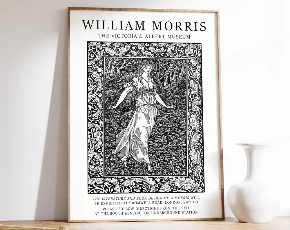 William Morris Floral Bird Art Print
