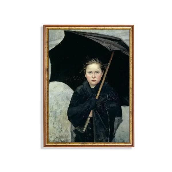 Vintage Girl With Umbrella Portrait Art Print