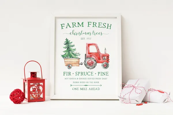 Farm Fresh Christmas Trees Vintage Holiday Art Print