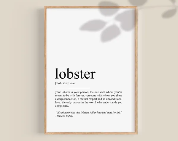 Lobster Definition Art Print, Sea Life Decor