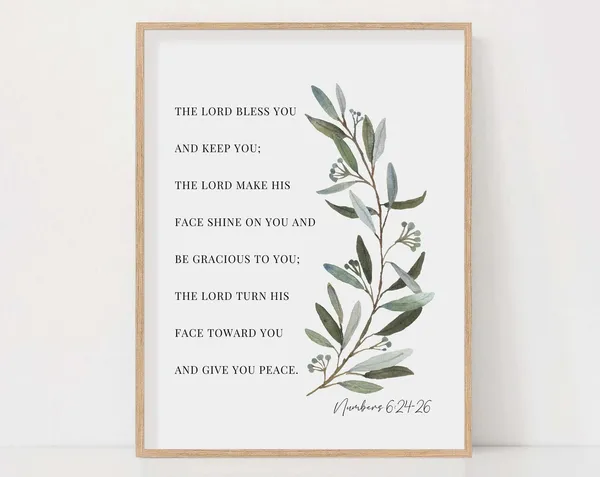 Numbers 6:24-26 Botanical Scripture Art Print