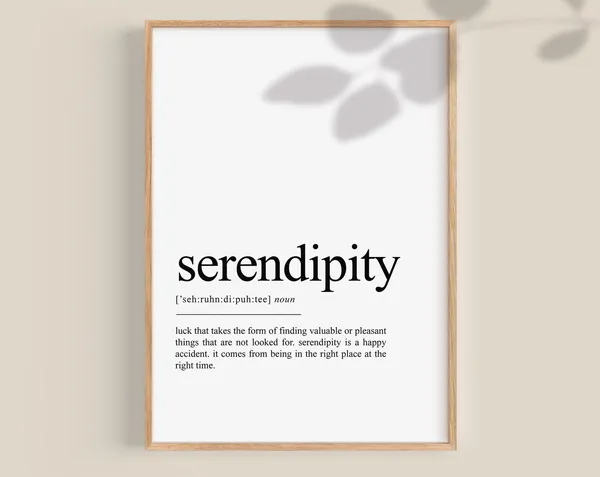 Serendipity Definition Quote Print, Bedroom Wall Decor