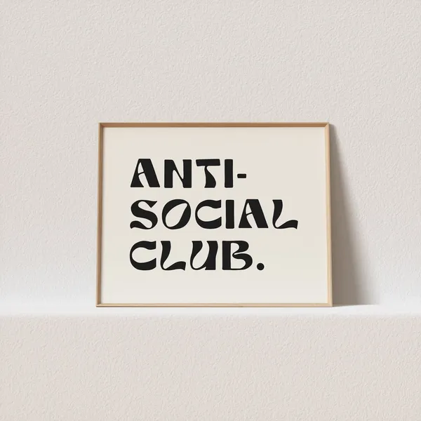 Anti Social Club Retro Typography Art Print