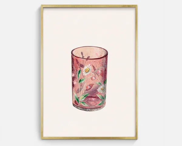Vintage Colored Glass Design Sketch Art Print