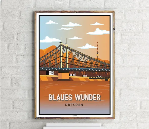 Blaues Wunder 1 Vintage Travel Poster