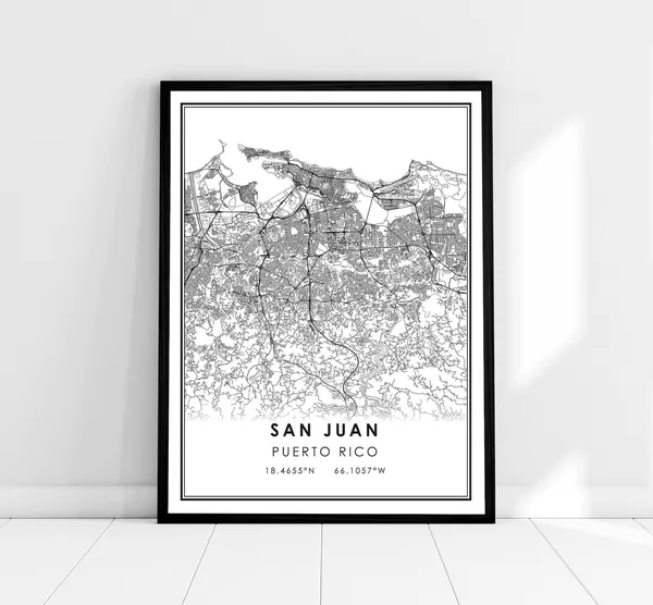 San Juan Map Print, Puerto Rico City Travel Poster