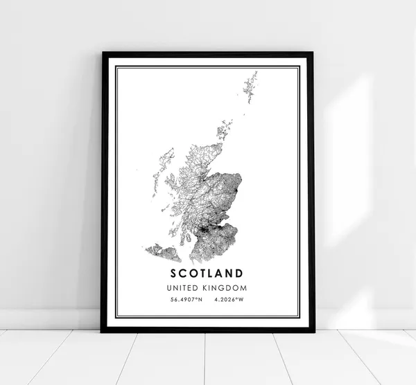 Scotland Country Map Poster, United Kingdom Road