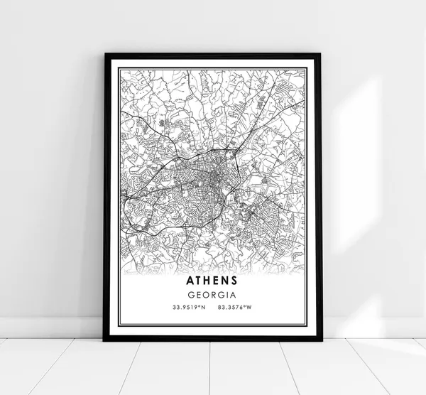 Athens Map Poster Print, Georgia City