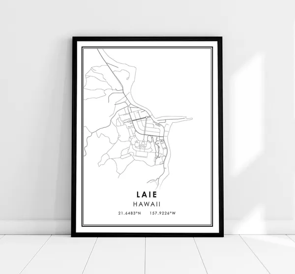 Laie Map Print, Hawaii City Travel Poster