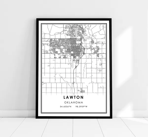 Lawton Map Print, Oklahoma City Travel Poster
