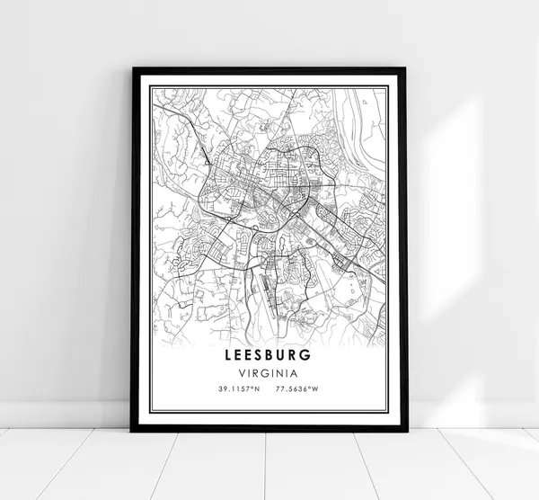 Leesburg Map Print Poster, Virginia City Map