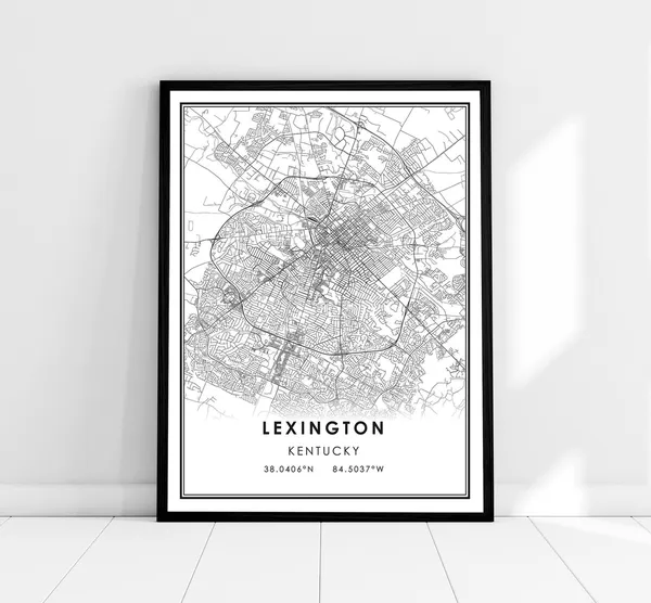 Lexington Map Print Poster, Kentucky City