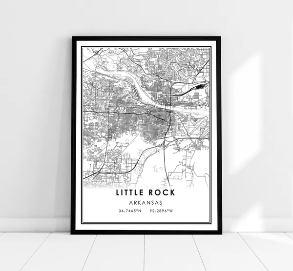 Little Rock Map Poster, Arkansas City Travel Print