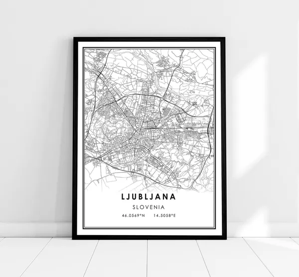 Ljubljana Map Poster Print, Slovenia City Map