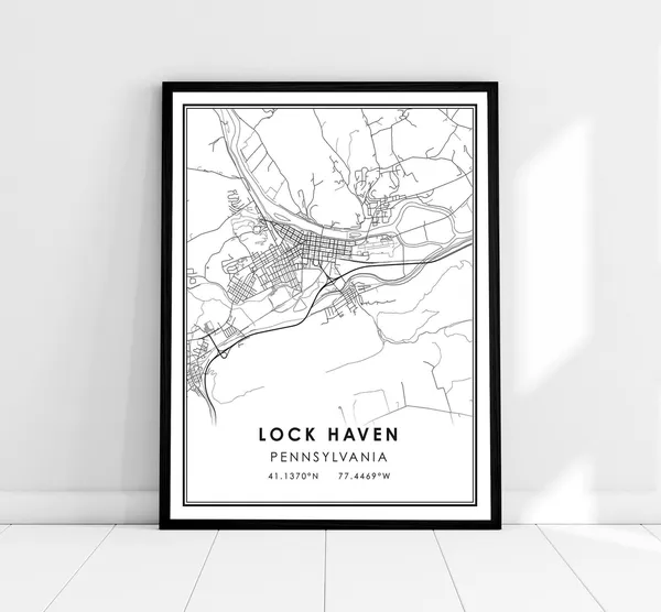 Pennsylvania City Lock Map Travel Poster