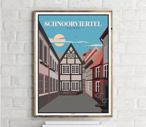 Schnoorviertel Bremen Vintage Travel Poster