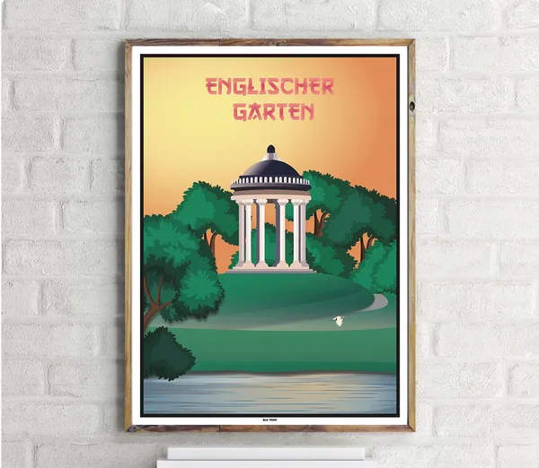 Englischer Garten Vintage Travel Poster