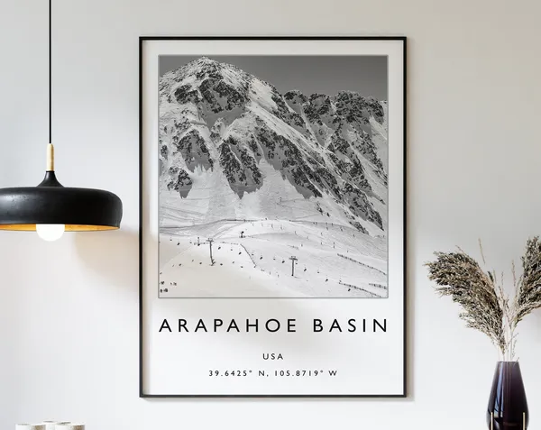 Arapahoe Basin Skiing Travel Poster, Winter Sport Art