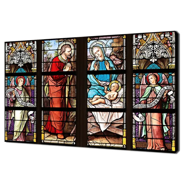 Stained Glass Mary, Joseph and Baby Jesus Art Print