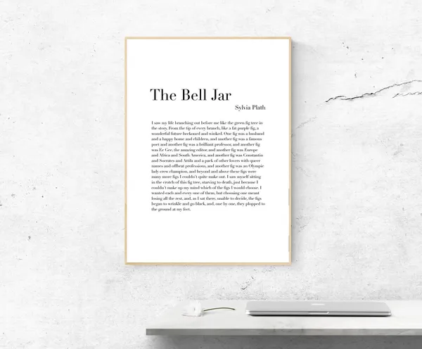 The Bell Jar By Sylvia Plath Art Print, Literary Poster