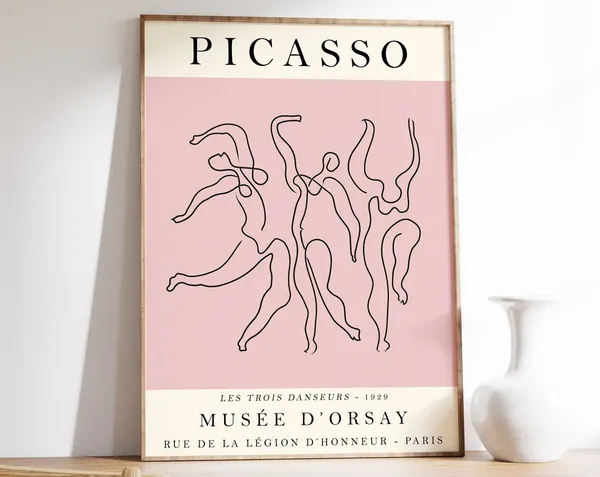 Picasso Dance Pink Vintage Line Drawing Art Print