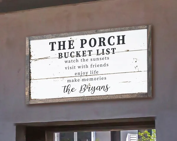 The Porch Bucket List Personalized Name Wall Art