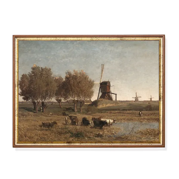 Landscape Painting Antique Farmhouse Art Print