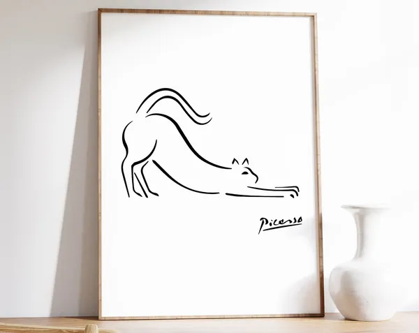 Picasso Line Art Cat Minimalist Art Print