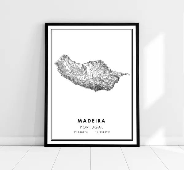 Madeira Map Print Poster, Portugal Travel Poster