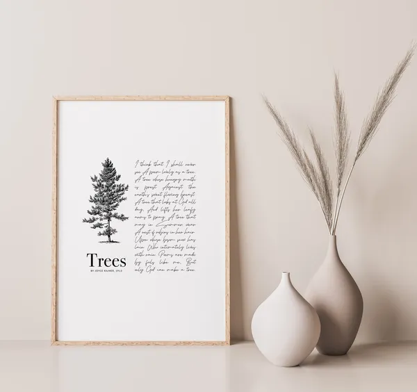 Trees by Joyce Kilmer, Literary Poem Art Print