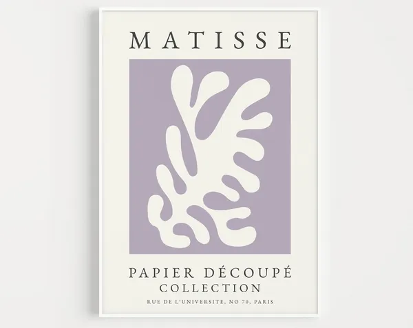 Matisse-Inspired Purple Cut-Out Wall Art Print