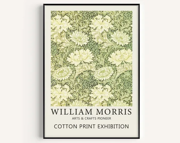 William Morris Green Flower Art Print