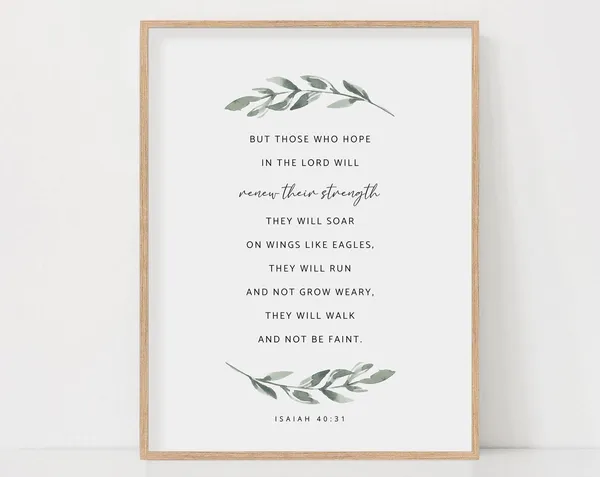 Isaiah 40:31 Bible Verse Watercolor Botanical Art Print