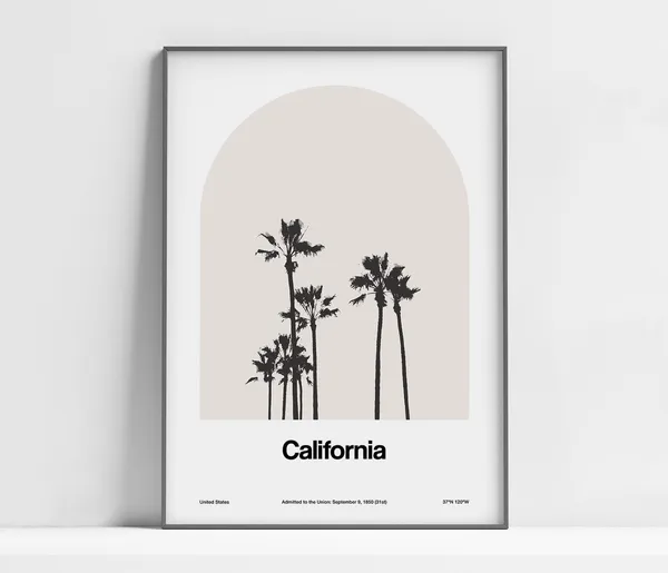 California Palms Minimalist Travel Poster, City Arch