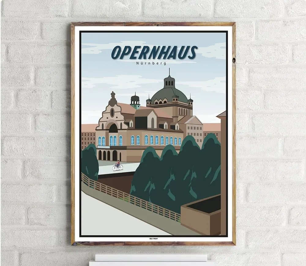 Opernhaus Nrnberg Vintage Travel Poster