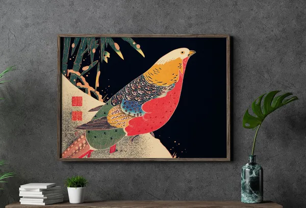 The Golden Pheasant, Japanese Minimalist Art Print