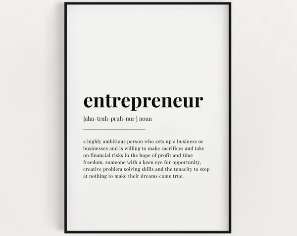 Entrepreneur Definition Meaning Typography Art Print
