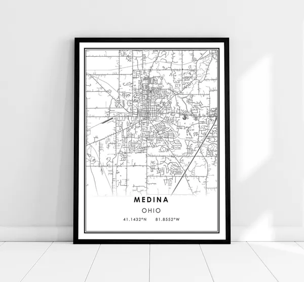 Medina Map Print, Ohio City Travel Poster