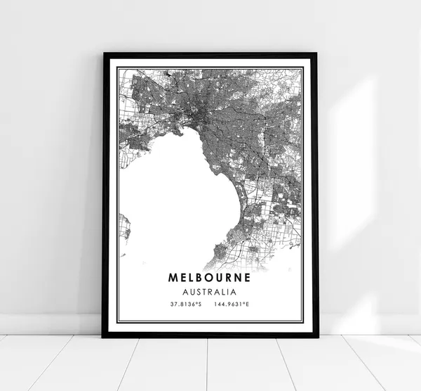 Melbourne Map Print, Australia City Travel Poster